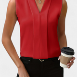 Nele Sleeveless Blouse with V-Neck and Fluid Cut