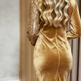 Emilia | Midi Christmas Dress with V-Neck