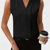 Nele Sleeveless Blouse with V-Neck and Fluid Cut