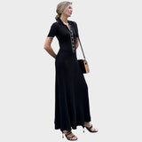 Lídia – Knitted Dress with V-Neck and Buttons