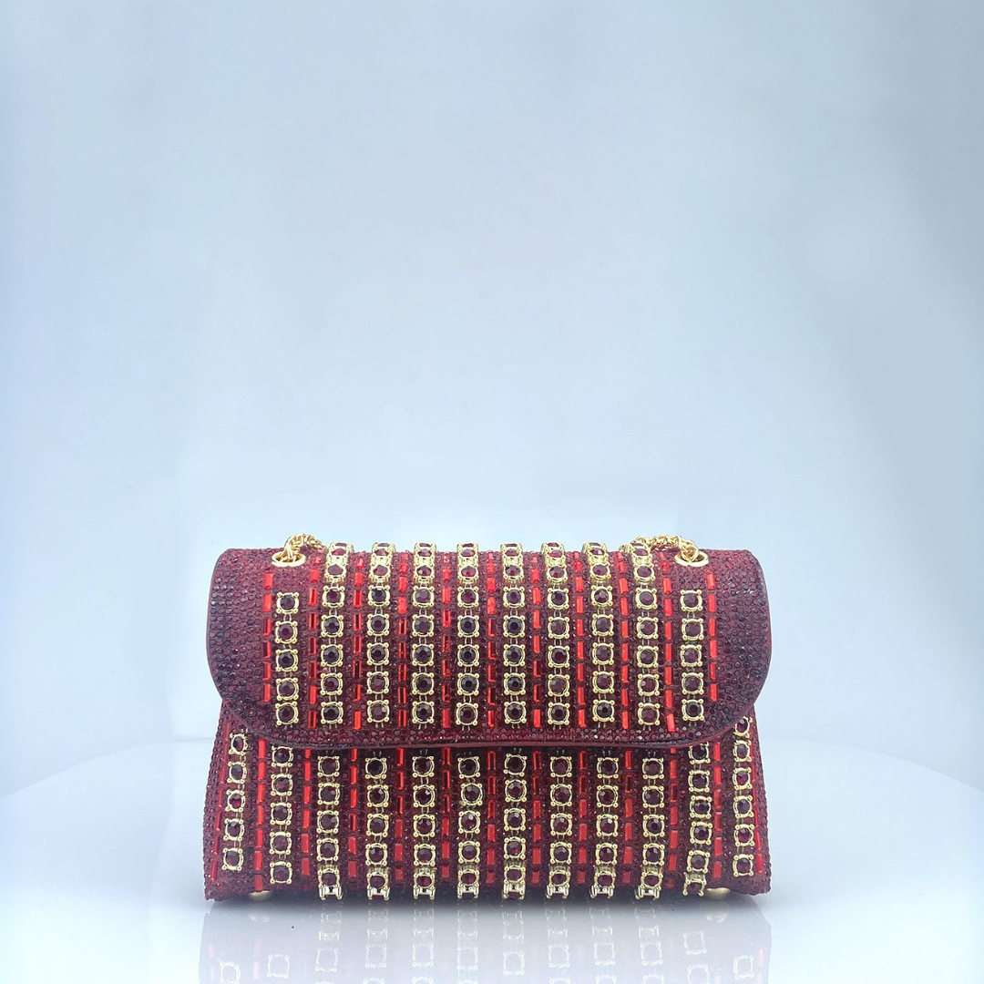 Alba | Chic Shoulder Bag with Chain and Coloured Diamonds