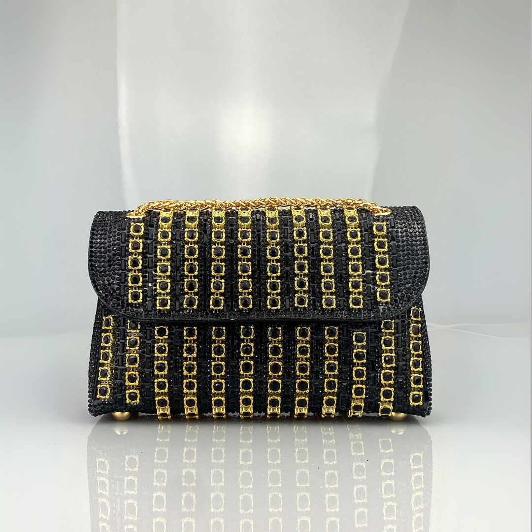 Alba | Chic Shoulder Bag with Chain and Coloured Diamonds