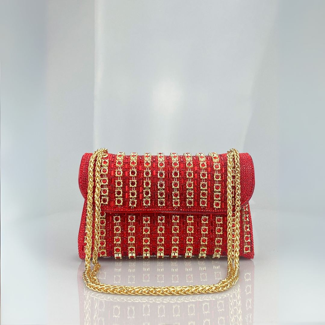 Alba | Chic Shoulder Bag with Chain and Coloured Diamonds