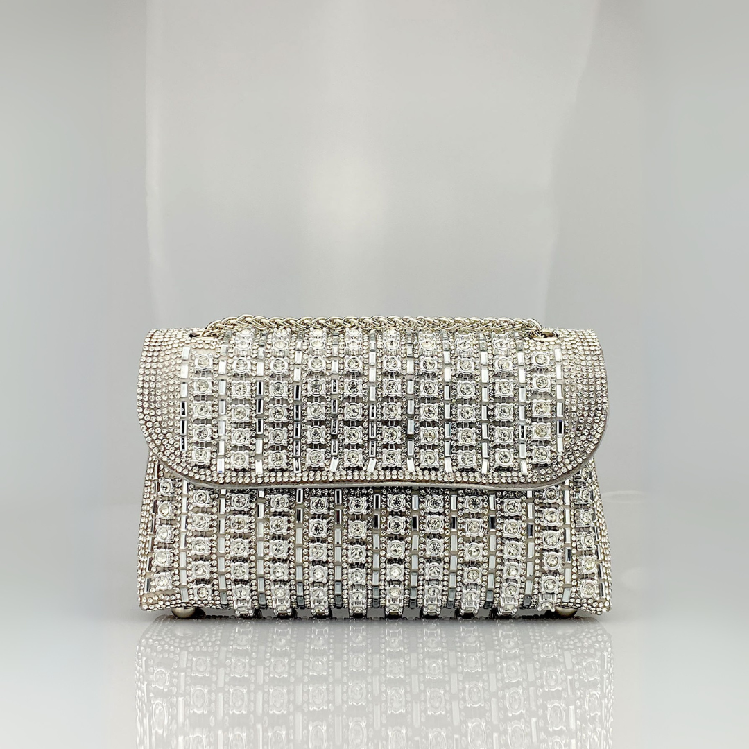 Alba | Chic Shoulder Bag with Chain and Coloured Diamonds