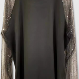 Elegant Floral Blouse with Tulle Sleeves and Strass Accents