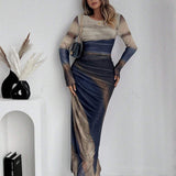 Natalia | Comfortable Long Sleeve Printed Maxi Bodycon Dress