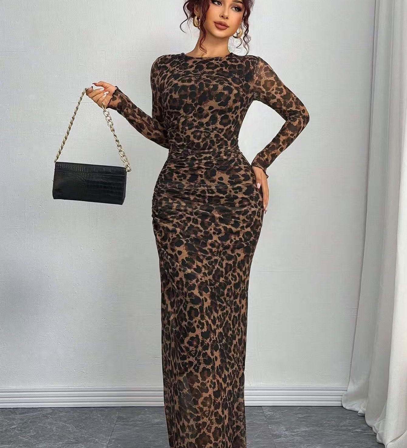 Natalia | Comfortable Long Sleeve Printed Maxi Bodycon Dress