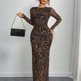 Natalia | Comfortable Long Sleeve Printed Maxi Bodycon Dress