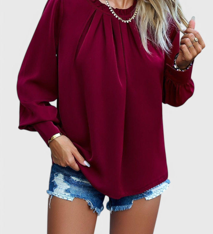 Dottie Long Sleeve Top with Lace Collar