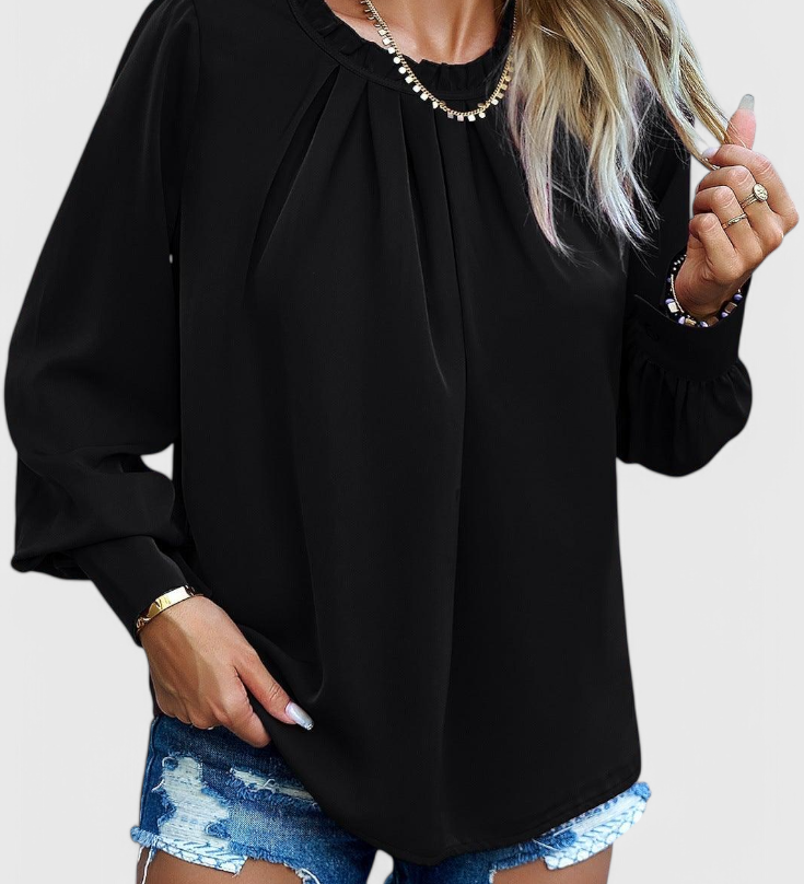 Dottie Long Sleeve Top with Lace Collar