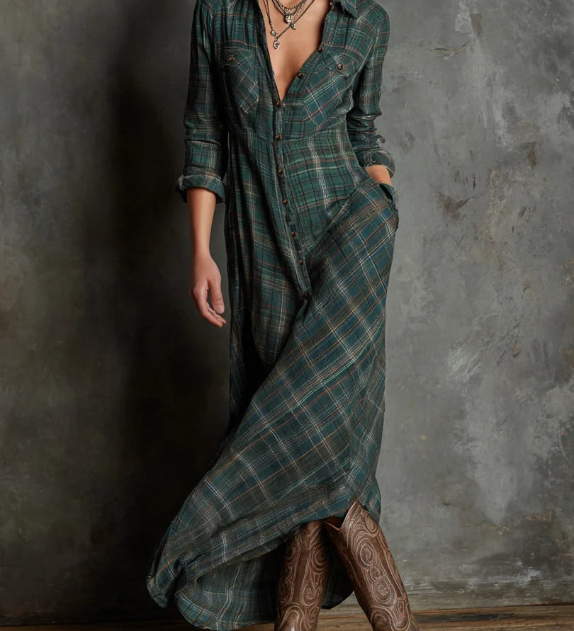 Valentina - Long Check Dress