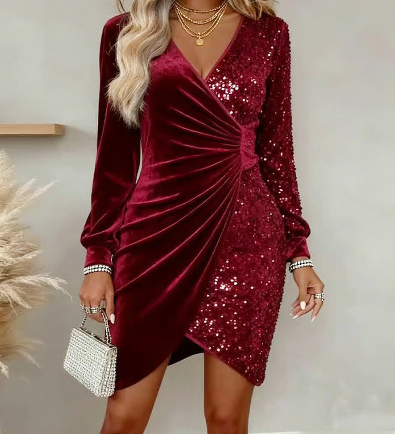 Emilia | Midi Christmas Dress with V-Neck
