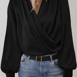 Quinn Elegant Long Sleeve V-Neck Blouse