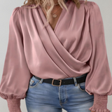 Quinn Elegant Long Sleeve V-Neck Blouse