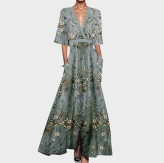 Emily - Floral V Neck Dress