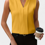 Nele Sleeveless Blouse with V-Neck and Fluid Cut