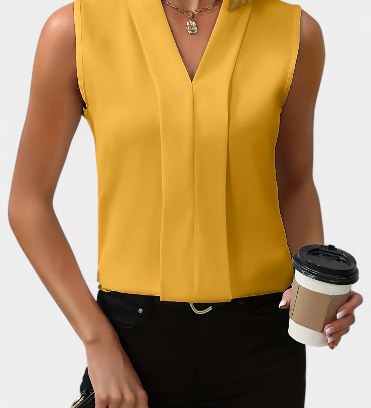 Nele Sleeveless Blouse with V-Neck and Fluid Cut