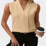 Nele Sleeveless Blouse with V-Neck and Fluid Cut