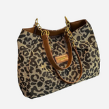 Edith Leopard Print Canvas Shopping Bag