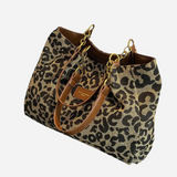 Edith Leopard Print Canvas Shopping Bag