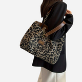 Edith Leopard Print Canvas Shopping Bag