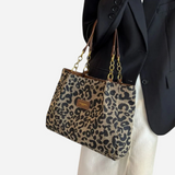 Edith Leopard Print Canvas Shopping Bag