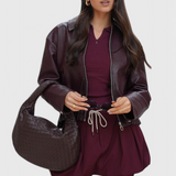 Sage Medium Woven Shoulder Bag