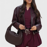 Lilac Medium Woven Bag with Knot Detail
